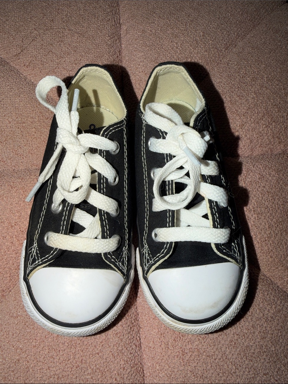Classic Black Canvas Kids Sneakers with White Laces